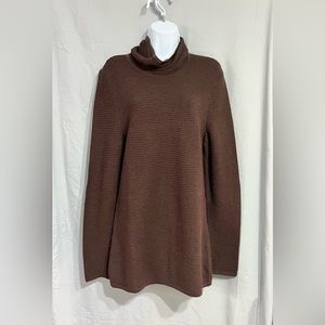 NWT Prima Cotton Turtle Neck Brown Tunic Sweater Size Medium